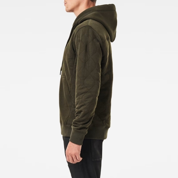 G-Star Raw Men's Utility Quilted Hoodie Olive Green Relaxed Fit Size Medium - Picture 2 of 14